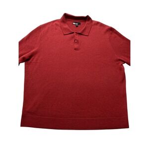 The‎ Commons Mens 2XL Red 100% Cashmere Knit Polo Collar Pullover Sweater